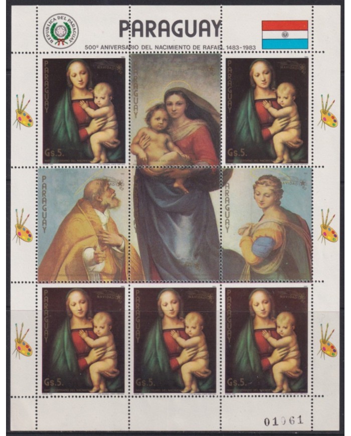 F-EX55045 PARAGUAY MNH 1982 500th ANNIV OF RAPHAEL ART PAINTING.