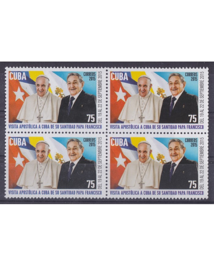 2015.81 CUBA 2015 MNH VISIT POPE FRANCISCO RAUL CASTRO VATICANAO VATICAN CITY BLOCK 4.