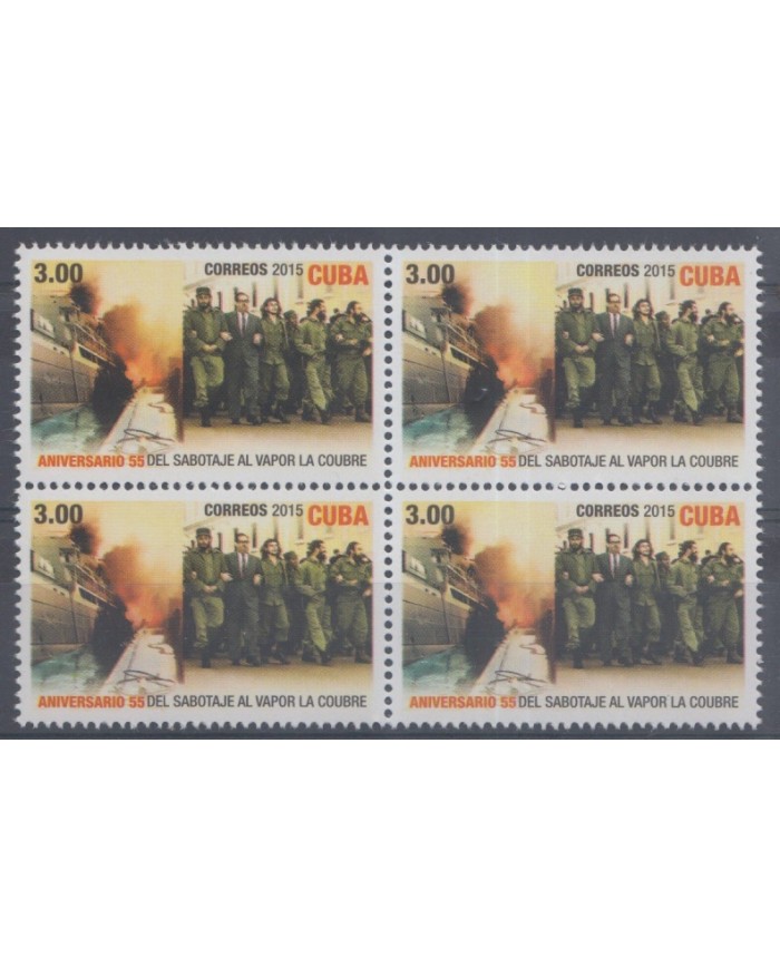2015.13 CUBA 2015 MNH BLOCK 4 55 ANIV DEL SABOTAJE DEL BARCO VAPOR LA COUBRE. ERNESTO CHE GUEVARA.