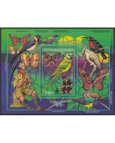 F-EX55455 GUINEA GUINEE MNH 1988 BIRD AVES OISEAUX VÖGEL BUTERFLIES PAPILLON.