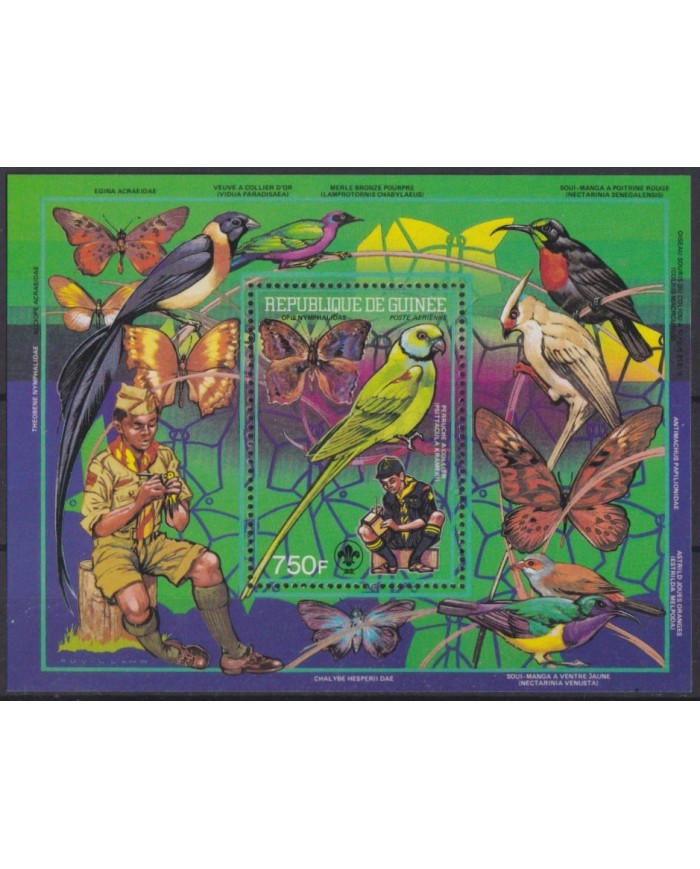 F-EX55455 GUINEA GUINEE MNH 1988 BIRD AVES OISEAUX VÖGEL BUTERFLIES PAPILLON.