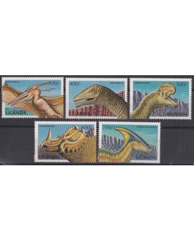 F-EX55502 UGANDA 1998 MNH FAUNA DINOSAUR PREHISTORIC ANIMALS REPTILS.