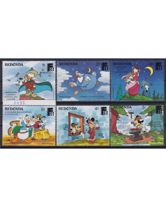 F-EX55537 REDONDA MNH 1989 DISNEY DONALD DUCK MICKEY MOUSE KALEVALA.
