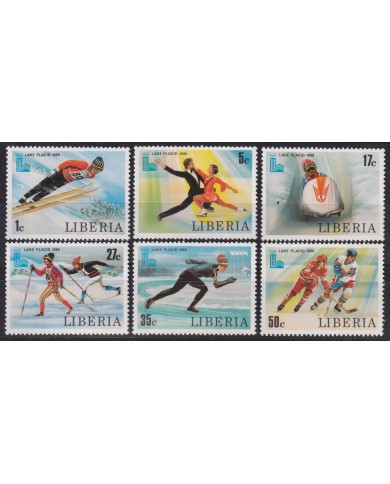 F-EX55523 LIBERIA MNH 1980 WINTER OLYMPIC GAMES LAKE PLACID SKI SKIITING HOCKEY.