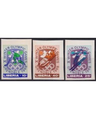 F-EX55524 LIBERIA MNH 1968 WINTER OLYMPIC GAMES GRENOBLE SKI SKIITING IMPERF.
