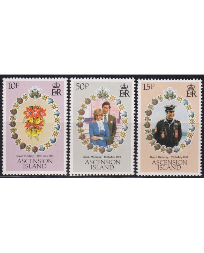 F-EX55633 ASCENSION IS MNH 1981 ROYAL FAMILY WEDDING LADY DIANA.