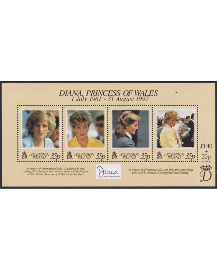 F-EX55622 ASCENSION IS MNH 1997 ROYAL FAMILY LADY DIANA.