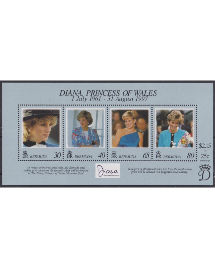 F-EX55597 BERMUDA IS MNH 1997 ROYAL FAMILY LADY DIANA.