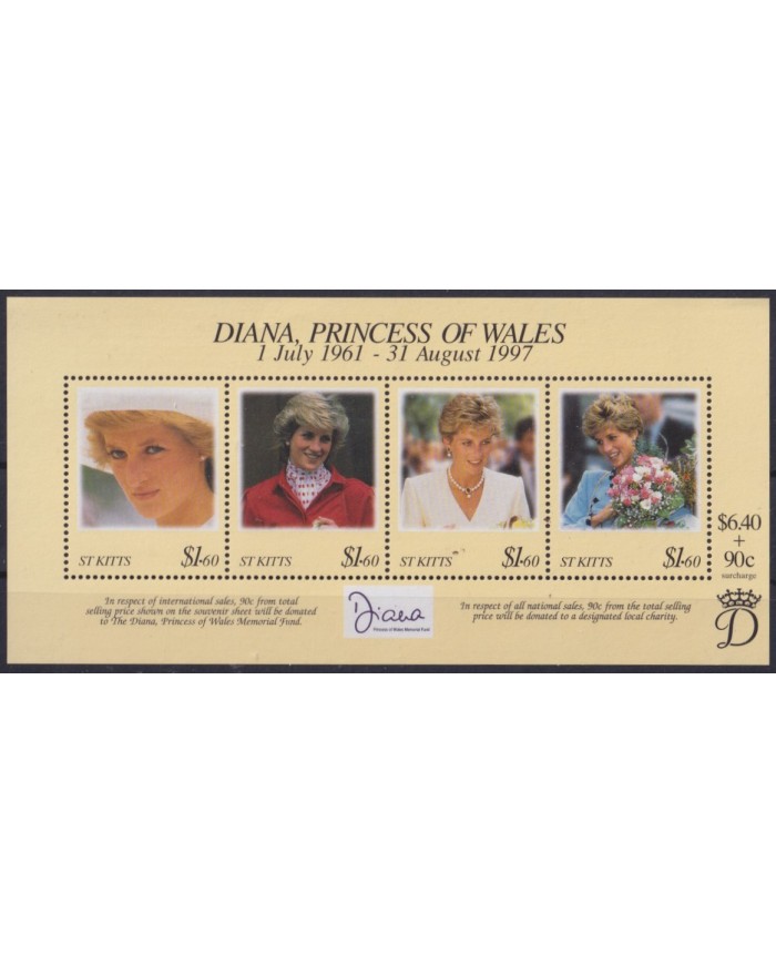 F-EX55609 ST KITTS MNH 1998 ROYAL FAMILY LADY DIANA.