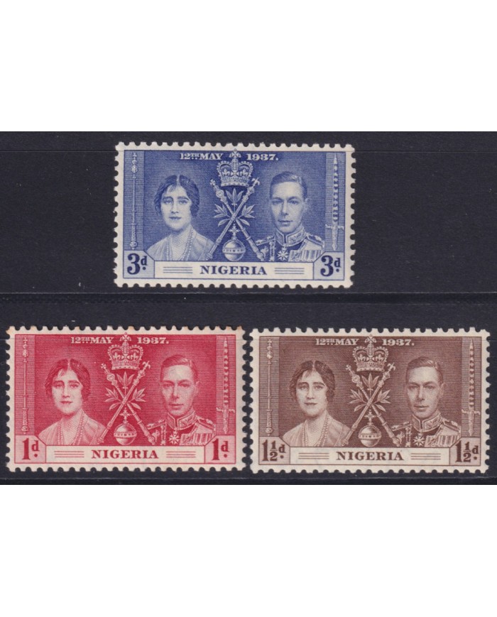 F-EX53657 NIGERIA 1937 ORIGINAL GUM CORONATION GEORGE VI.