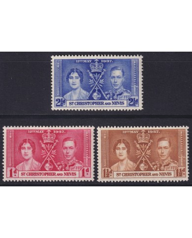 F-EX53659 ST CHRISTOPHER NEVIS 1937 MH CORONATION GEORGE VI.