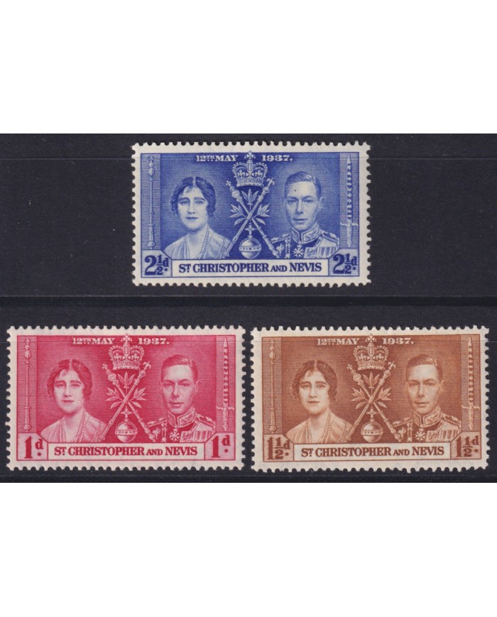 F-EX53659 ST CHRISTOPHER NEVIS 1937 MH CORONATION GEORGE VI.