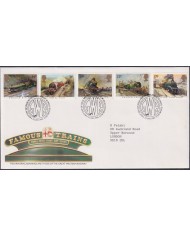F-EX51395 UK ENGLAND FDC EDINBURGH 1985 FAMOUS TRAINS RAILROAD RAILWAYS GWR.