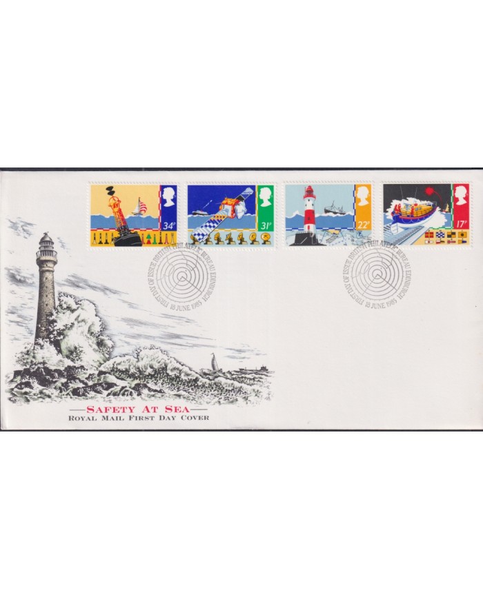 F-EX51398 UK ENGLAND FDC EDINBURGH 1985 SAFETY & SEA LIGHTHOUSE SHIP.