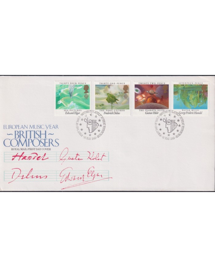 F-EX51399 UK ENGLAND FDC EDINBURGH 1985 MUSIC COMPOSERS PAINTING ART.