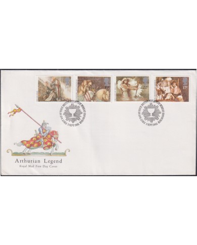 F-EX51401 UK ENGLAND FDC EDINBURGH 1985 ARTHURIAN LEGENT HORSE MEDIEVAL TALES.