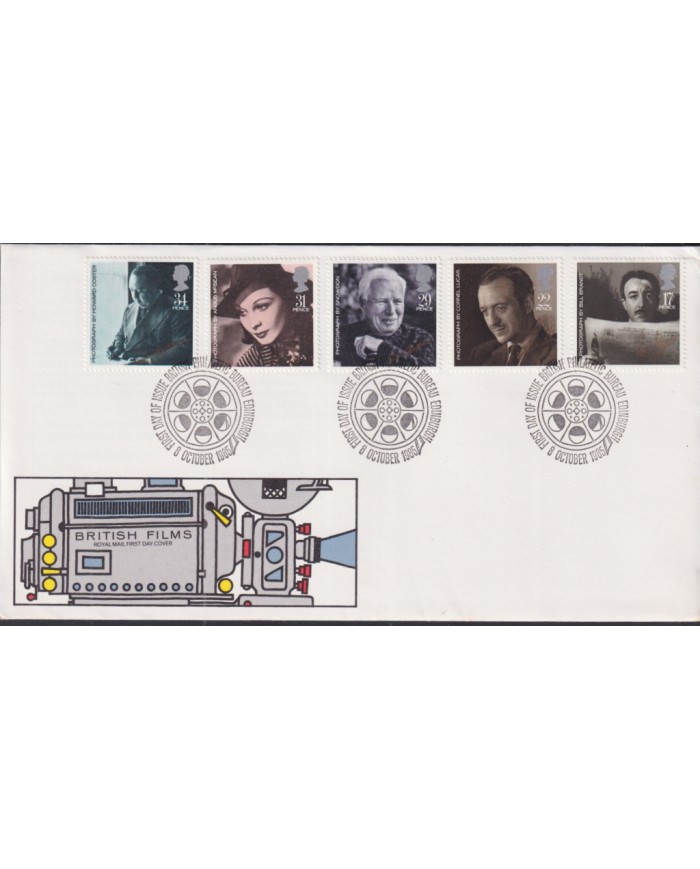 F-EX51402 UK ENGLAND FDC EDINBURGH 1985 BRISTISH FILM MOVIE NIVEN CHAPLIN PHOTOGRAPH.