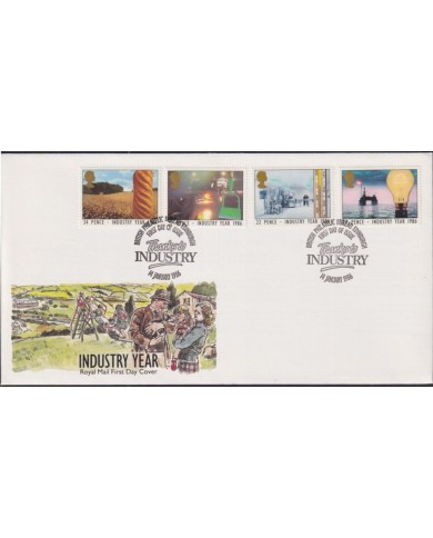 F-EX51410 UK ENGLAND FDC BELFAST 1986 INDUSTRY YEAR ENERGY FACTORY.