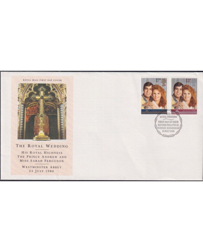 F-EX51417 UK ENGLAND FDC EDINBURGH 1986 ROYAL WEDDING ANDREW & SARAH.