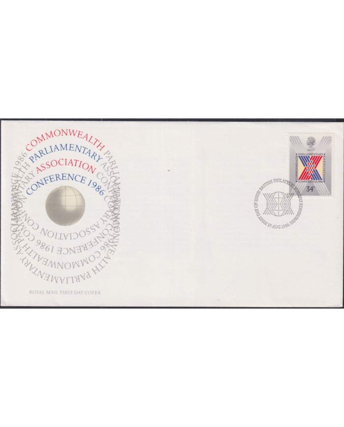 F-EX51418 UK ENGLAND FDC EDINBURGH 1986 COMMONWEALTH PARLIAMENTARY CONFERENCE.