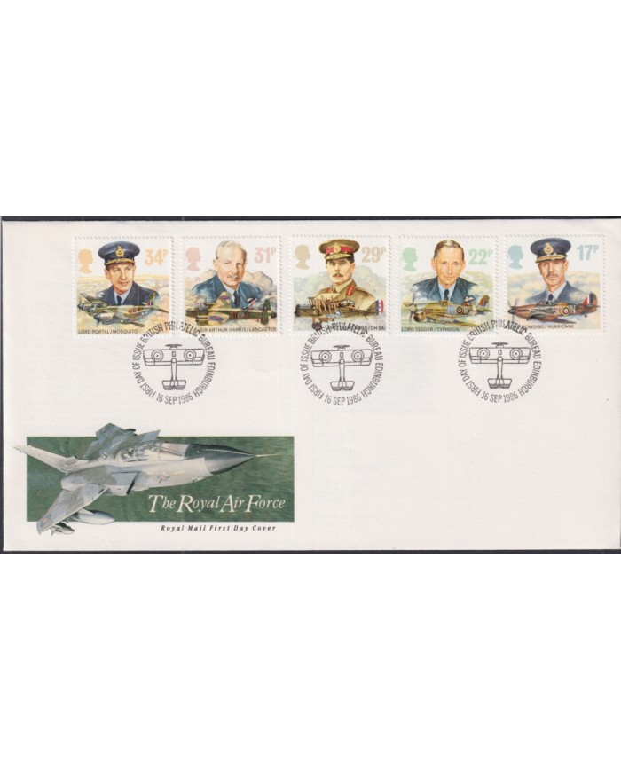 F-EX51420 UK ENGLAND FDC EDINBURGH 1986 ROYAL AIR FORCE AVIATION AIRPLANE.