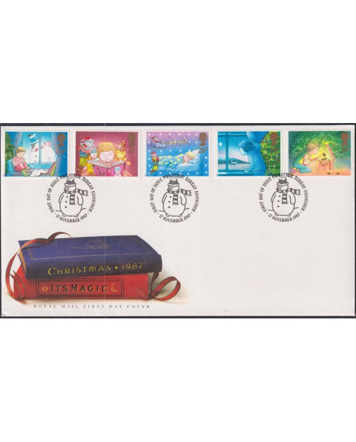 F-EX51433 UK ENGLAND FDC EDINBURGH 1987 CHRISTMAS CHILDREN TALES ITS MAGIC DRAWING.