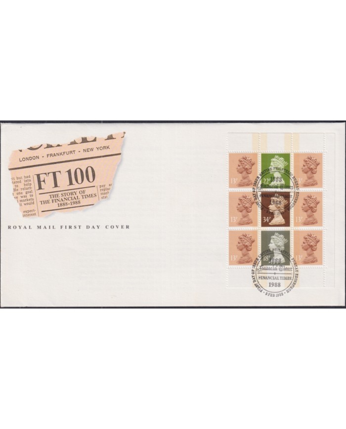F-EX51436 UK ENGLAND FDC EDINBURGH 1988 FINANCIAL TIMES PHOSPHOR BOOKLED.