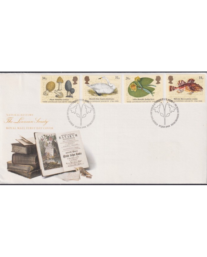 F-EX51437 UK ENGLAND FDC EDINBURGH 1987 LINNEAN SOCIETY NATURAL HISTORY BIRD FISH.
