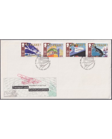 F-EX51441 UK ENGLAND FDC EDINBURGH 1988 TRANSPORT & COMMUNICATION SHIP TRAIN BOAT.