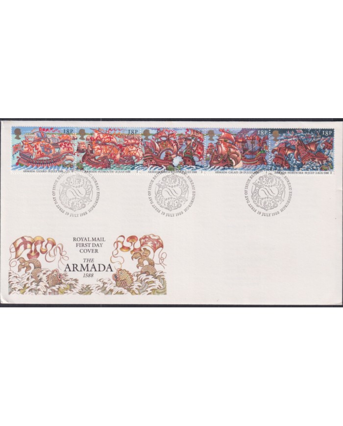 F-EX51445 UK ENGLAND FDC EDINBURGH 1988 ARMADA BATTLESHIP SHIP TRIP.