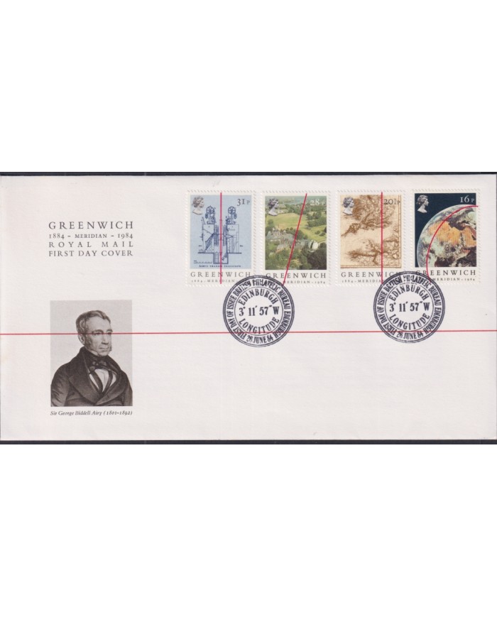 F-EX51443 UK ENGLAND FDC EDINBURGH 1984 GREENWICH MERIDIAN COSMOS HEALTH.