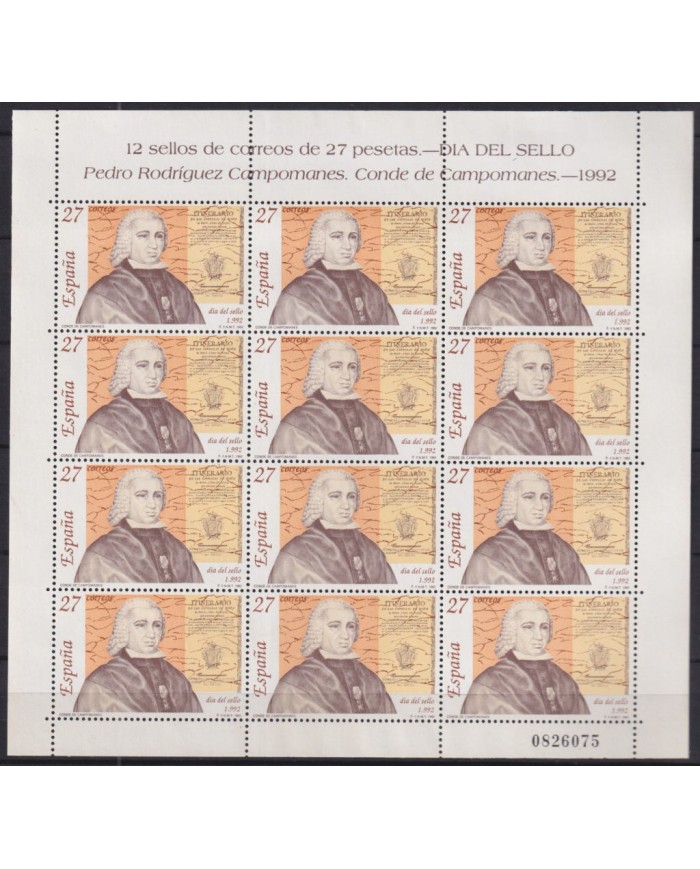 F-EX48157 ESPAÑA SPAIN 1992 MNH MINISHEET PEDRO RODRIGUEZ CAMPOMANES.