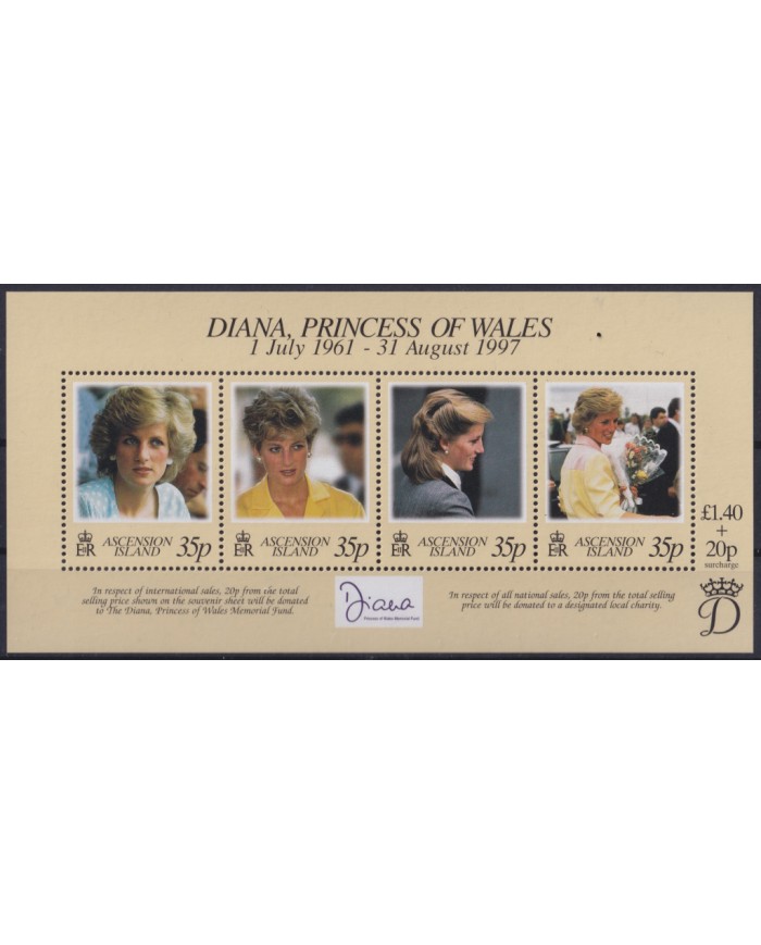 F-EX55636 ASCENSION IS MNH 1998 ROYAL FAMILY LADY DIANA SPENCER.