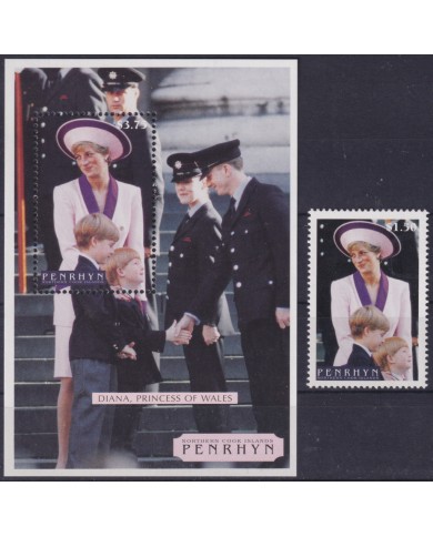 F-EX55640 PENRHYN IS MNH 1998 ROYAL FAMILY LADY DIANA SPENCER.
