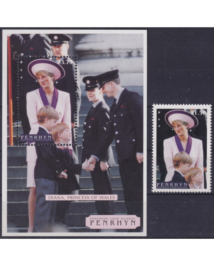 F-EX55640 PENRHYN IS MNH 1998 ROYAL FAMILY LADY DIANA SPENCER.