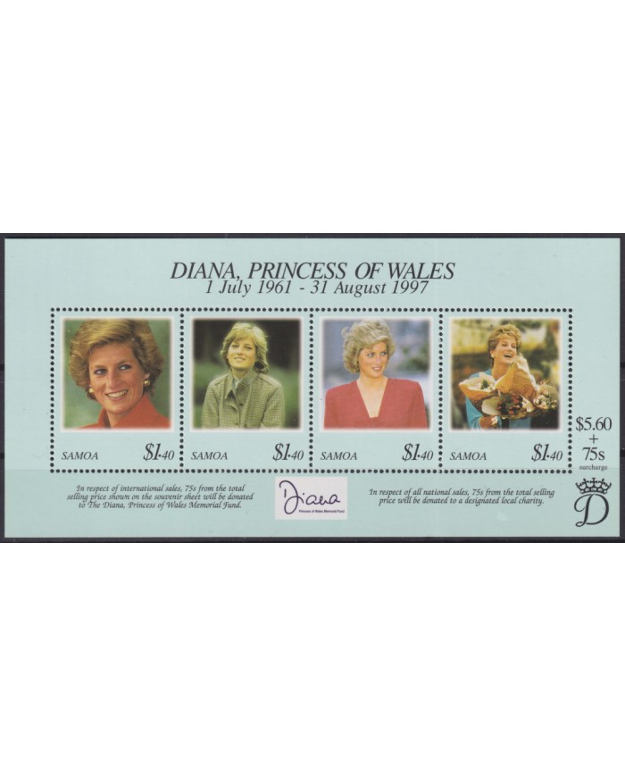 F-EX55647 SAMOA IS MNH 1998 ROYAL FAMILY LADY DIANA SPENCER.