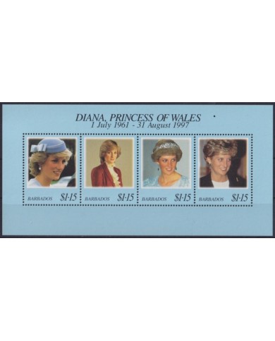 F-EX55659 BARBADOS IS MNH 1998 ROYAL FAMILY LADY DIANA SPENCER.
