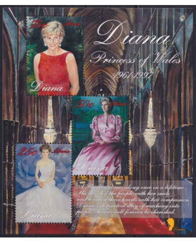 F-EX53093 LIBERIA MNH 1998 ROYAL FAMILY LADY DIANA SPENCER.