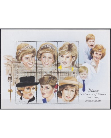 F-EX55081 CENTRAL AFRICA MNH 1998 ROYAL FAMILY LADY DIANA SPENCER.