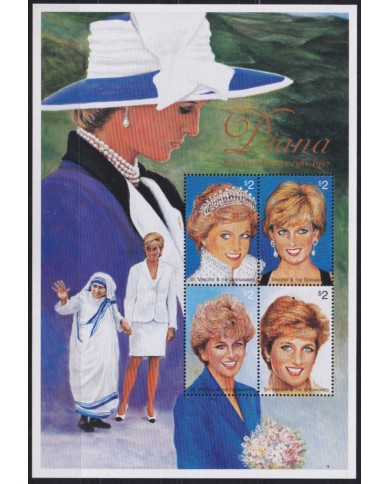 F-EX55082 ST VINCENT & GRENADINES MNH 1998 ROYAL FAMILY LADY DIANA SPENCER.