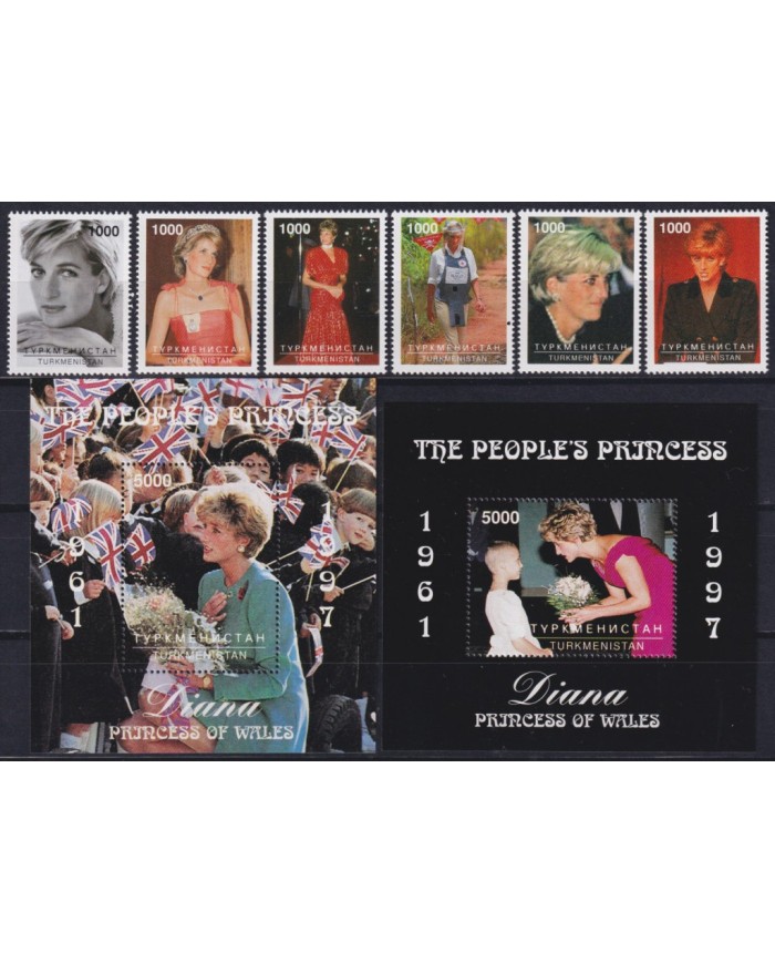F-EX55086 TURMENISTAN MNH 1998 ROYAL FAMILY LADY DIANA SPENCER IN MEMORIAM.