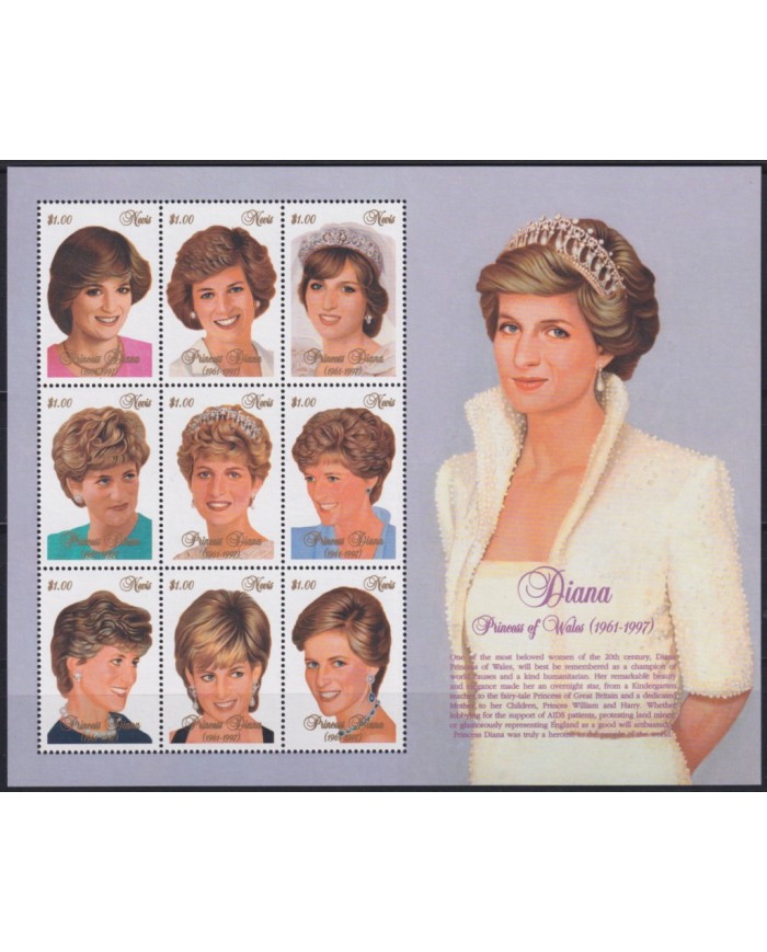 F-EX55090 NEVIS MNH 1998 ROYAL FAMILY LADY DIANA SPENCER IN MEMORIAM.