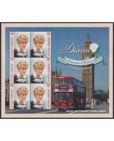 F-EX54070 ANTIGUA & BARBUDA MNH 1998 ROYAL FAMILY LADY DIANA BIG BEN PARLIAMENT BUS.
