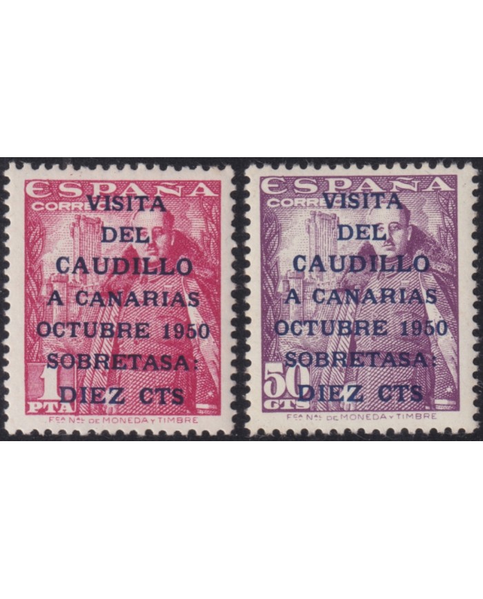F-EX49132 ESPAÑA SPAIN MNH VISTA DEL CAUDILLO A CANARIAS OVERPRINT.