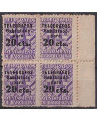 F-EX52648 SPAIN 1942-45 TELEGRAPH BARCELONA OVERPRINT ORIGINAL GUM +350€.