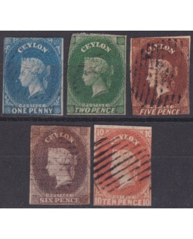 F-EX52326 CEYLON SRI LANKA 1857-1858 VICTORIA QUEEN +925€.
