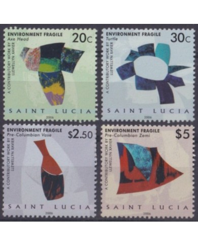 F-EX55307 ST LUCIA MNH 2006 ART VASE TURTLE ART PAINTING.
