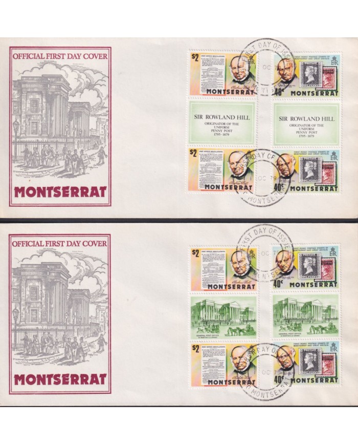 F-EX55026 MONTSERRAT IS FDC 1979 CENTENARY OF ROWLAND HILL.