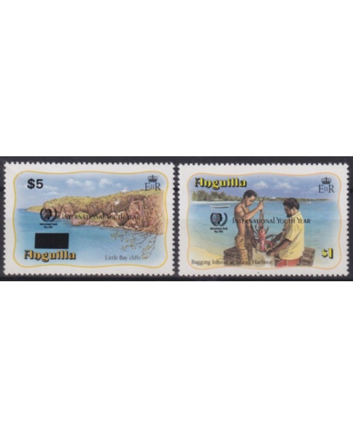 F-EX55146 ANGUILLA MNH 1985 INTERNATIONAL YOUTH YEAR LOBSTER FISHING.