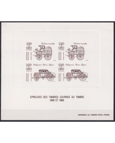 F-EX55066 FRANCE MNH 1989 AUTOMOVILE PROOF STAMPS DAY.